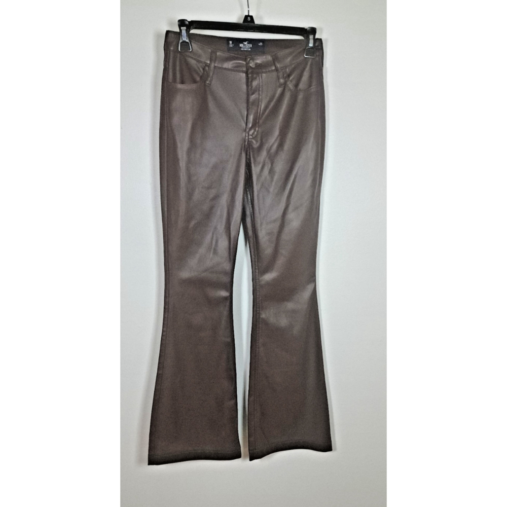 Abercrombie‎ & Fitch Pants Women's Size 25 Brown Faux Leather High Rise Flare